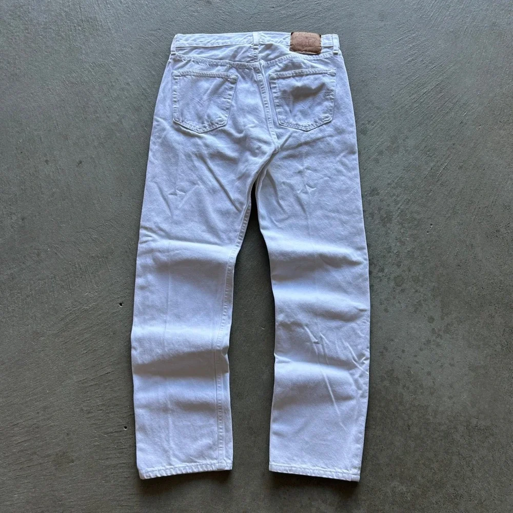 Vintage 90s Levis 501 XX Jeans Size 34x32 White Denim Button Fly Straight Leg